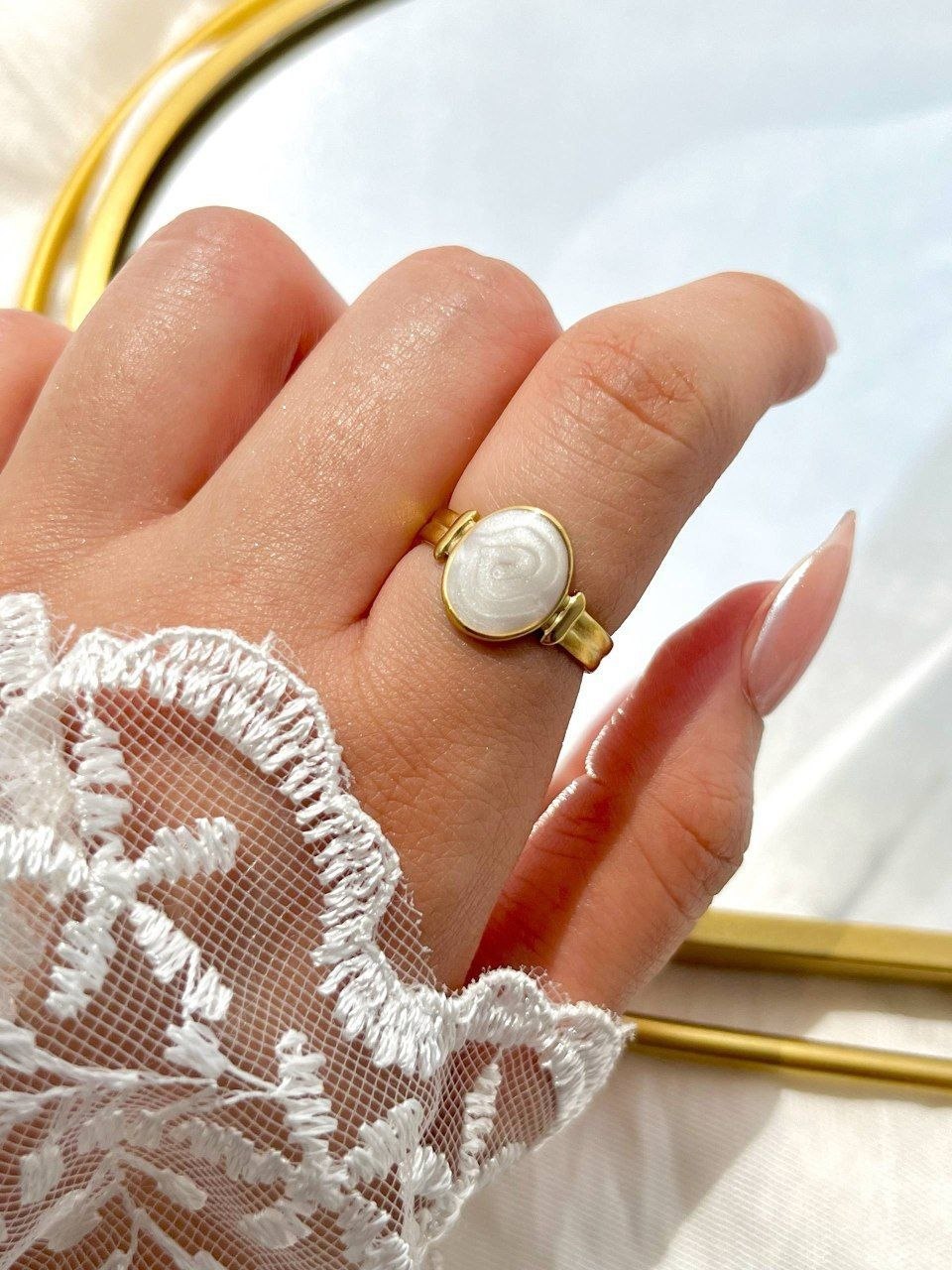 Maya White Ring - Stainless Steel