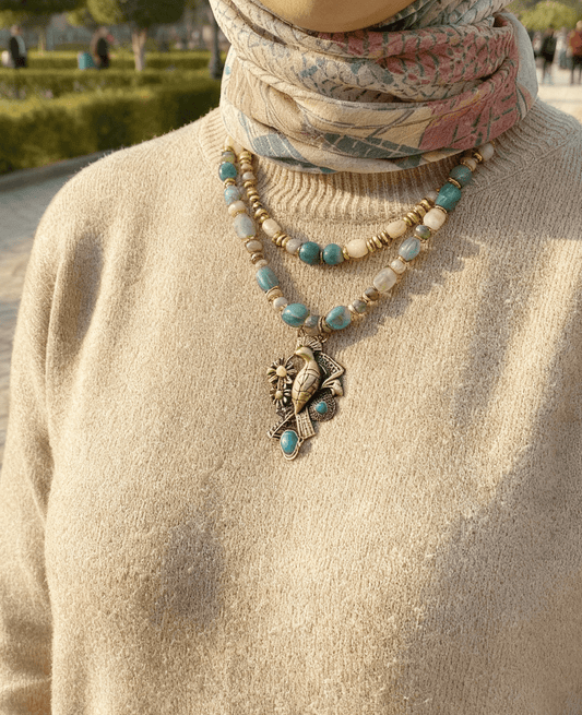 Rawnaq Stones Necklace - Pure Copper