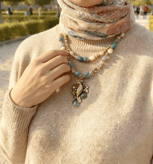 Rawnaq Stones Necklace - Pure Copper
