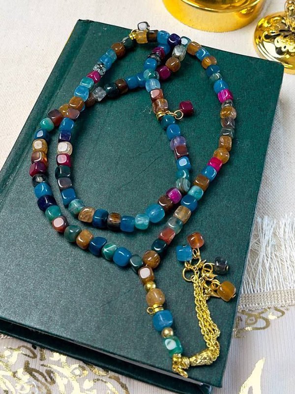 Menna Shiny Rosary - Colorful Agate