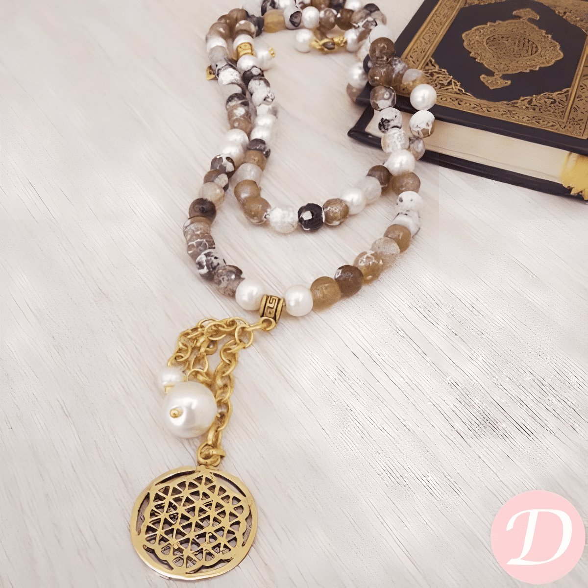 Taqwqh Agate Rosary - Copper