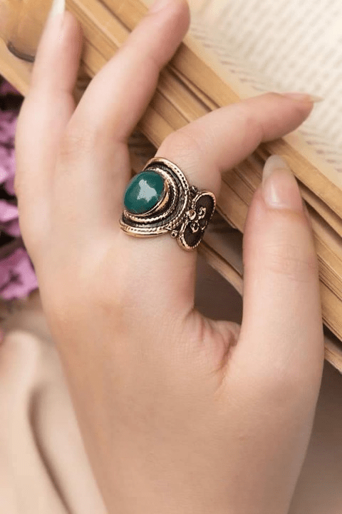 Qamar Agate Ring - Pure Copper