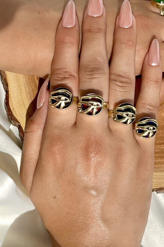 Golden Horus Eye Ring - Pure Copper