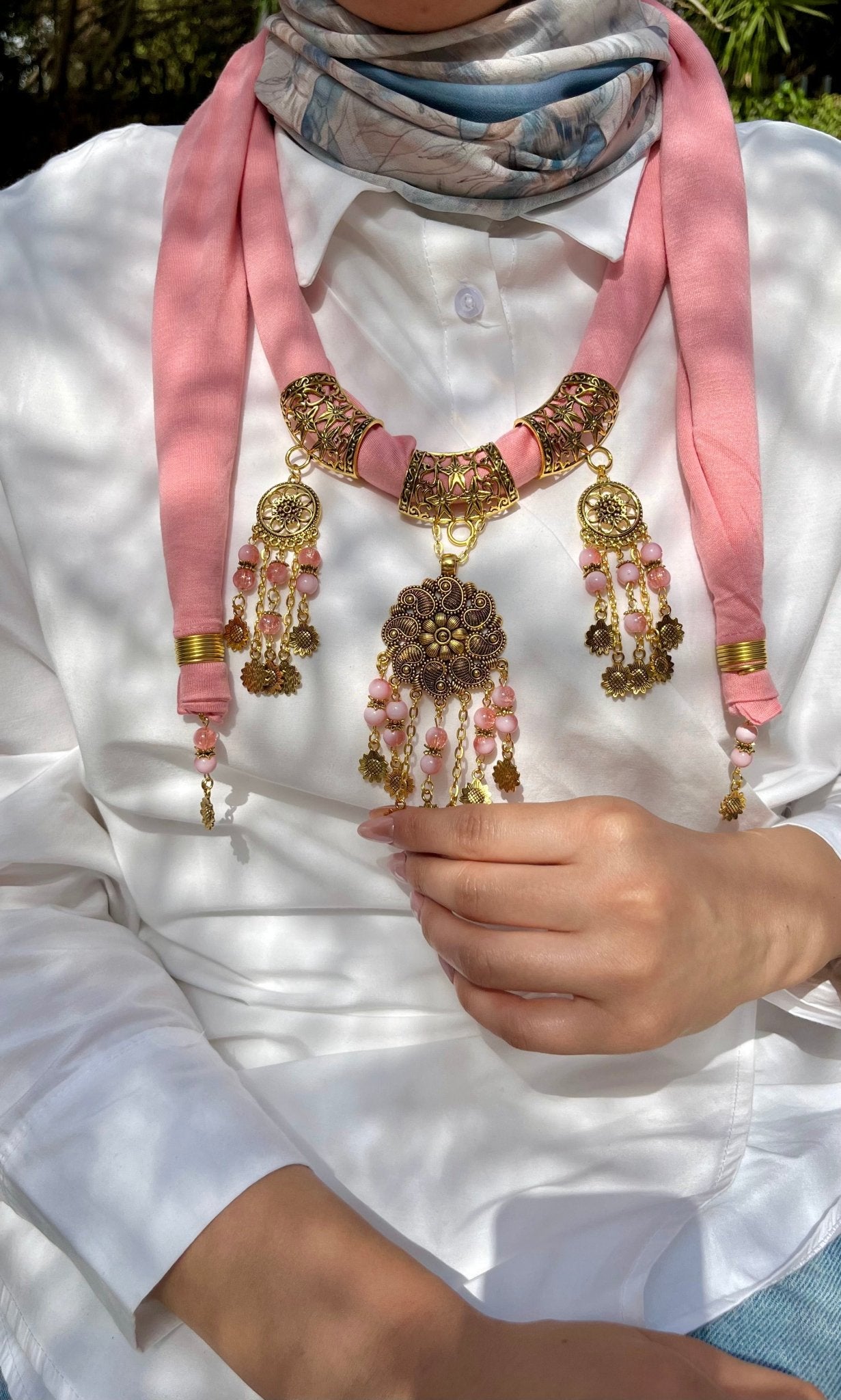 Shawq Necklace Scarf - Cotton