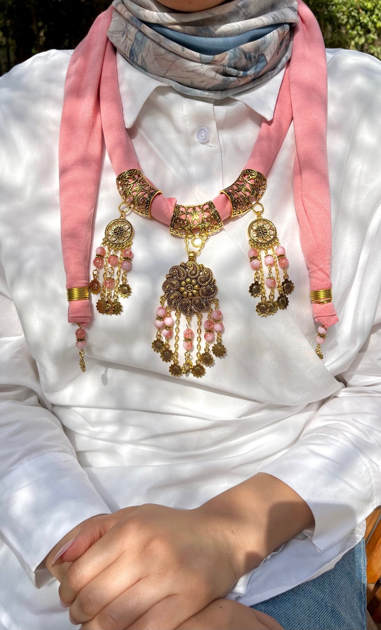 Shawq Necklace Scarf - Cotton