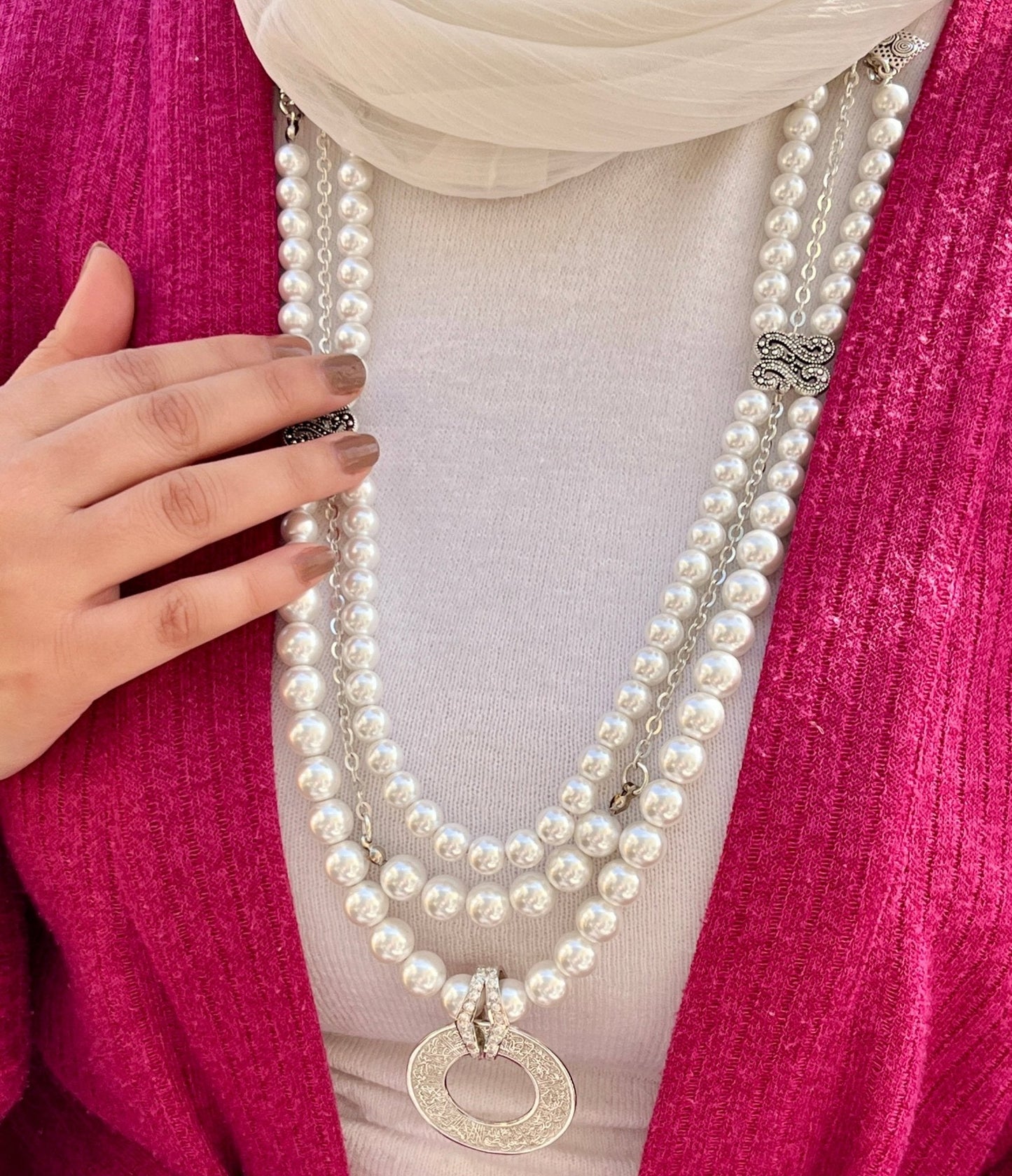 Ayat ElKorsy Necklace - Silver Pearl