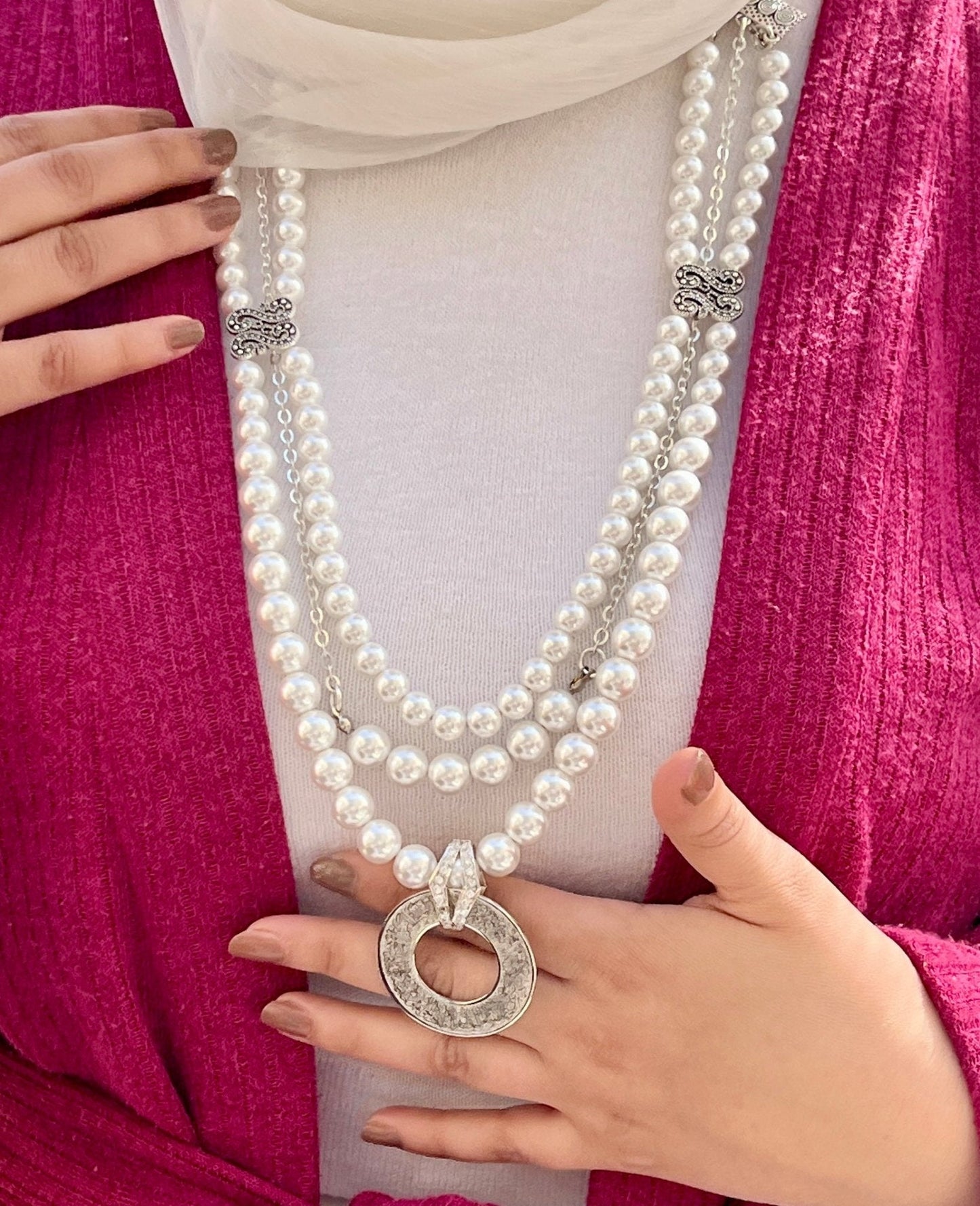 Ayat ElKorsy Necklace - Silver Pearl