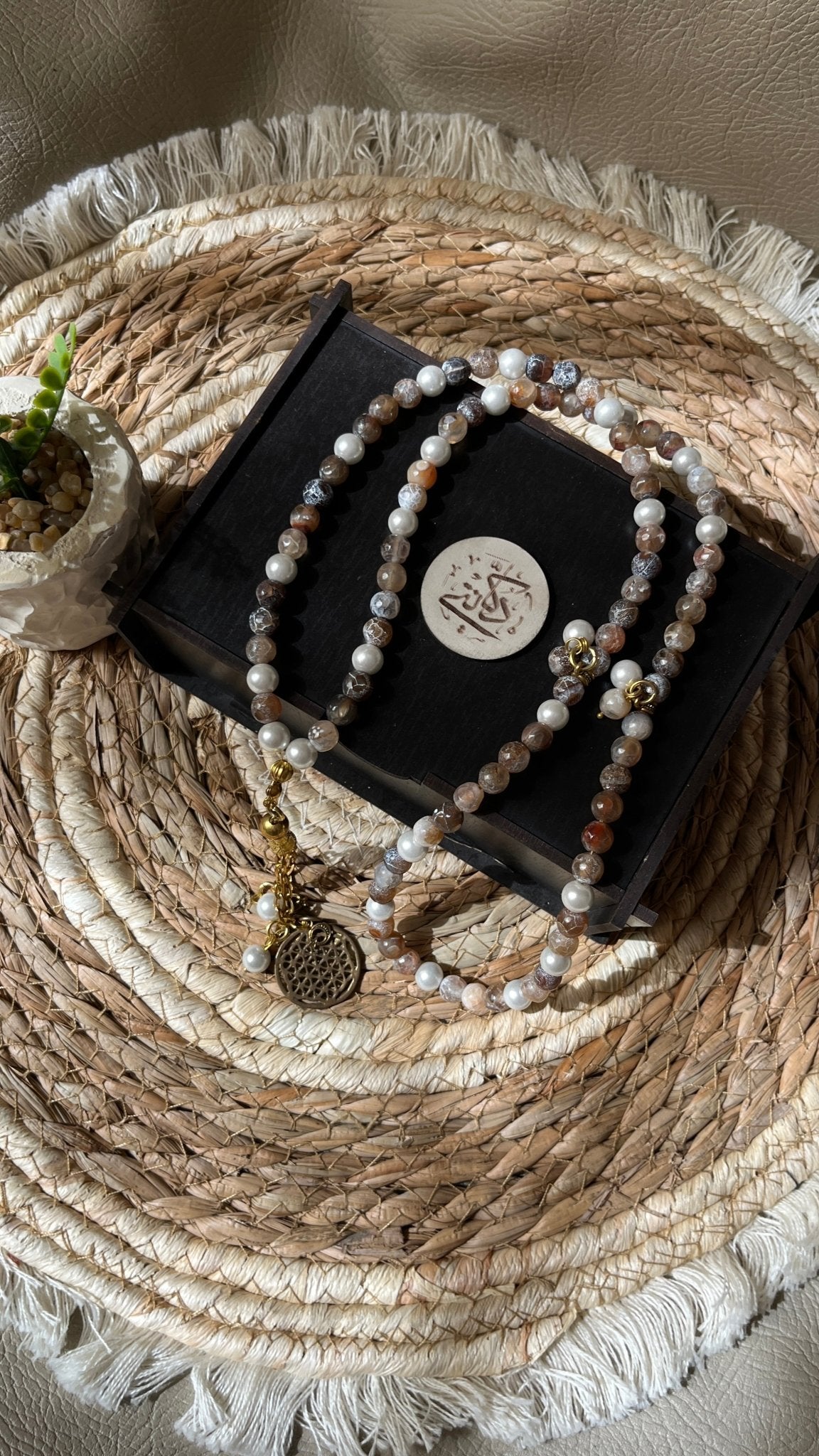 Taqwqh Agate Rosary - Copper