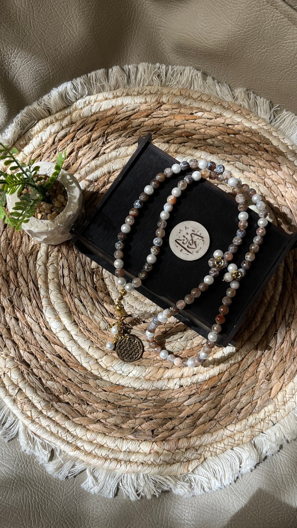 Taqwqh Agate Rosary - Copper