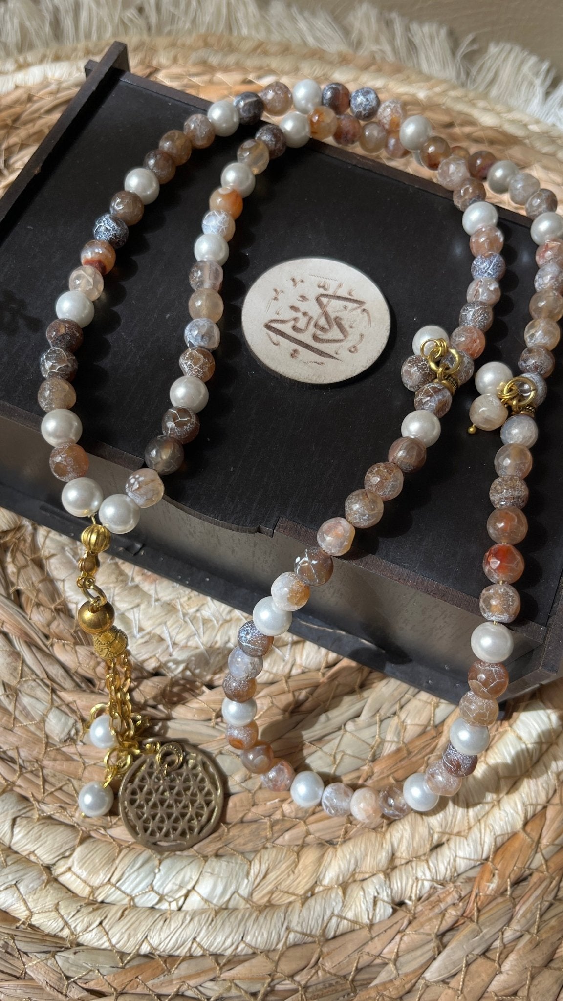 Taqwqh Agate Rosary - Copper