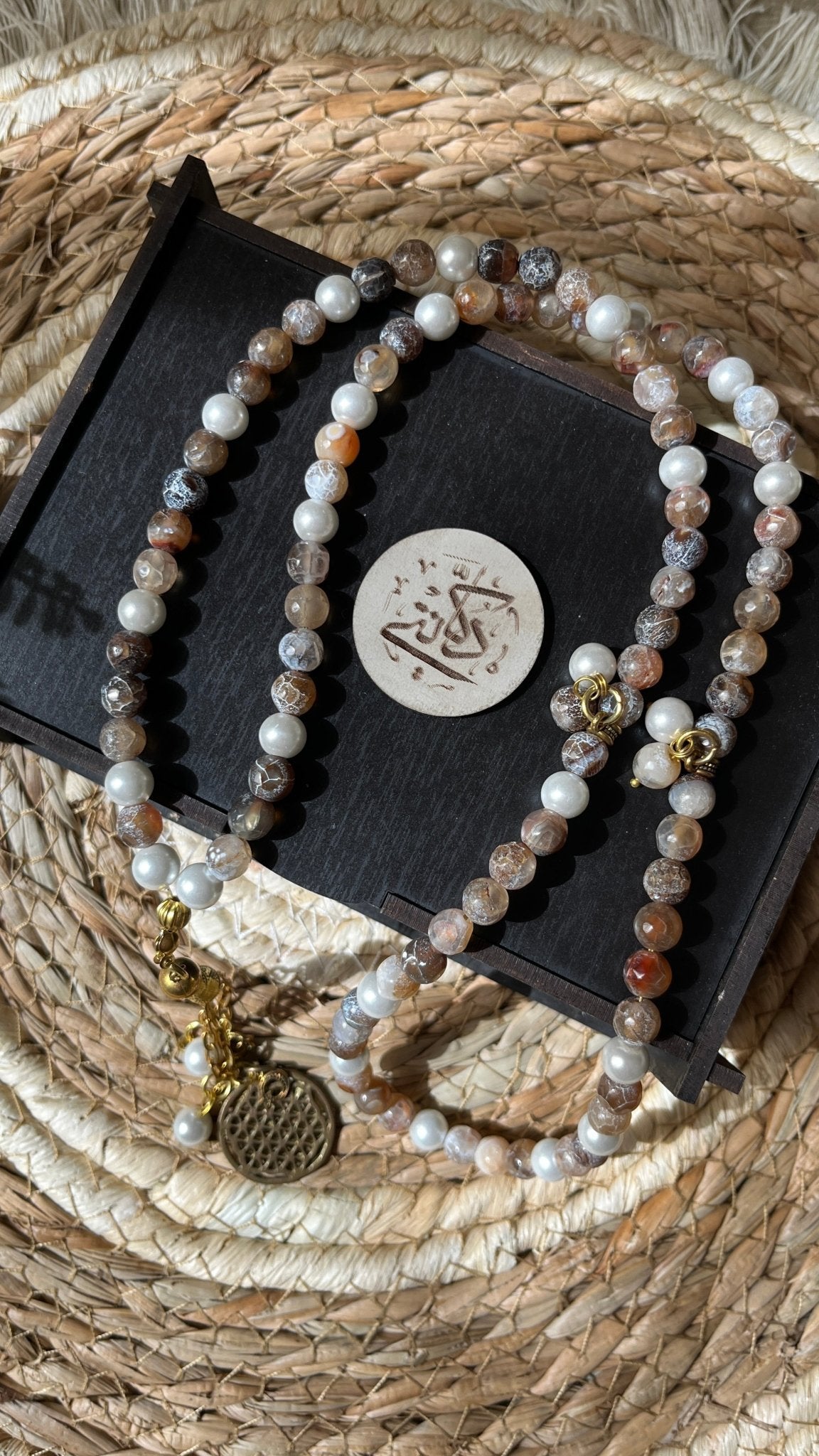 Taqwqh Agate Rosary - Copper