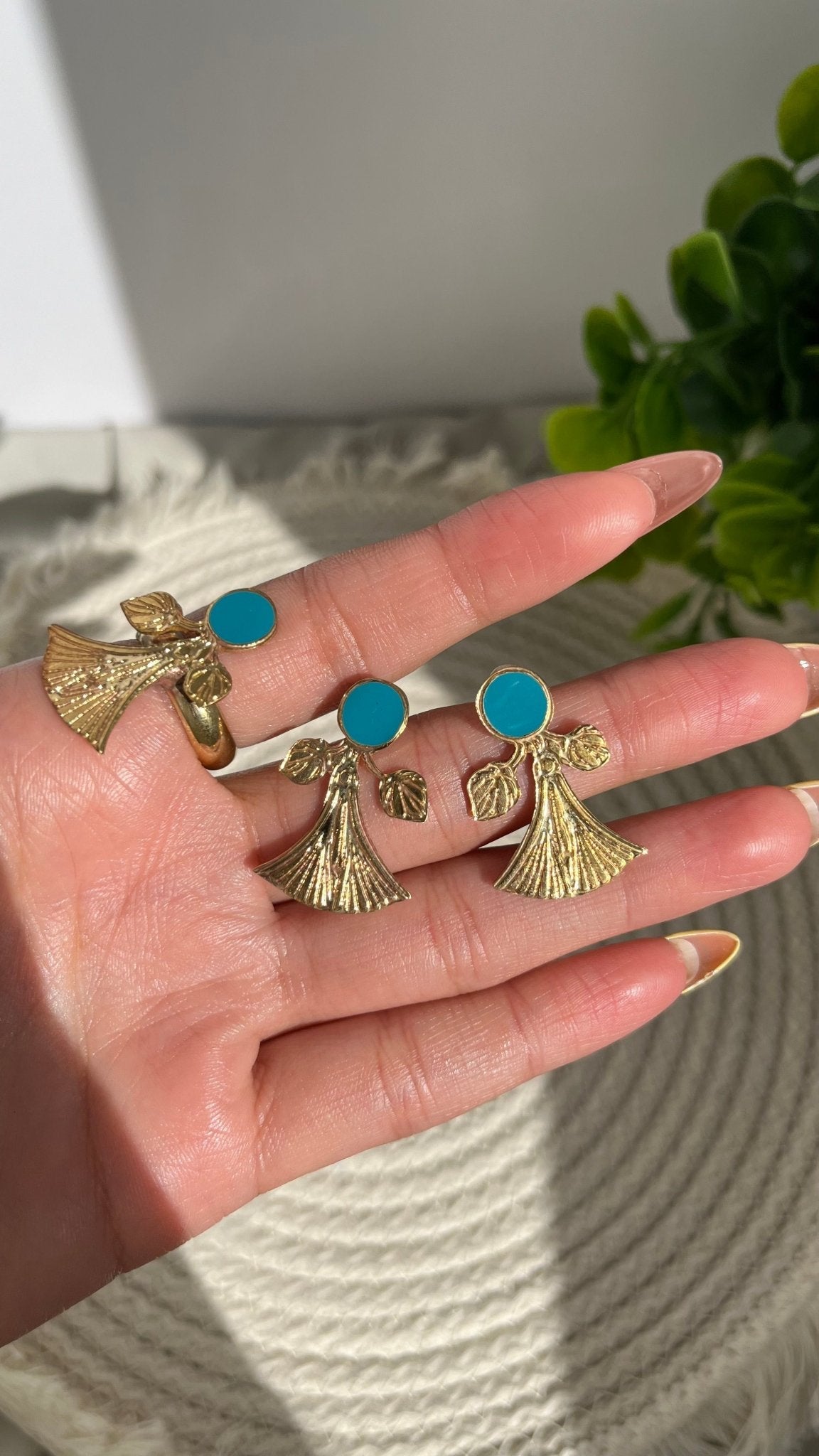 Turquoise Bloom Set - Pure Copper