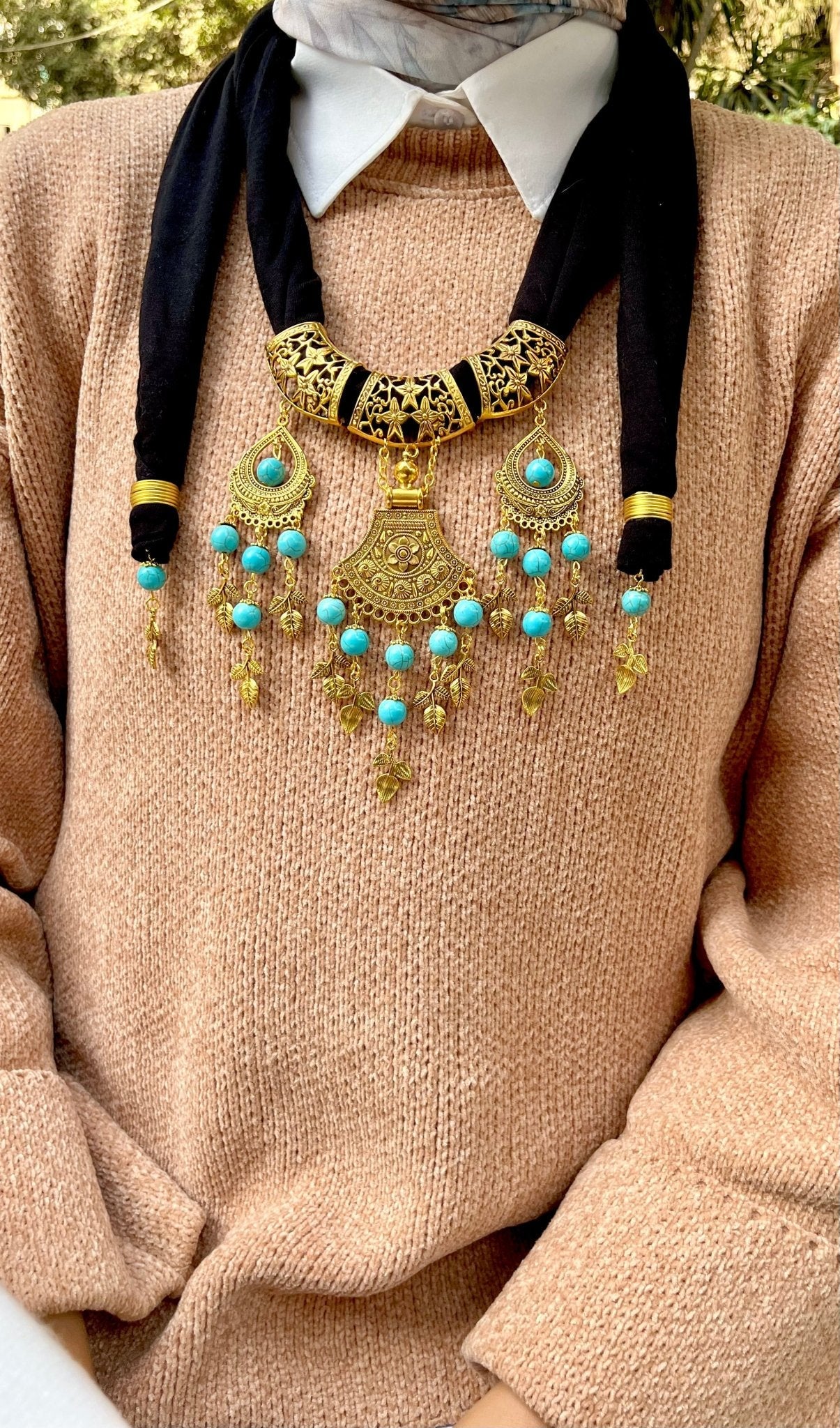 Midnight Necklace Scarf - Cotton