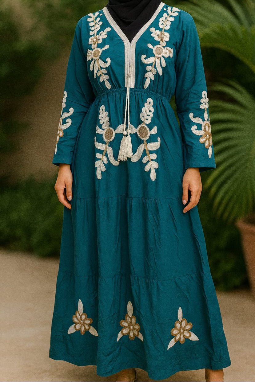 Asma Jalabiya - Cotton - Turquoise