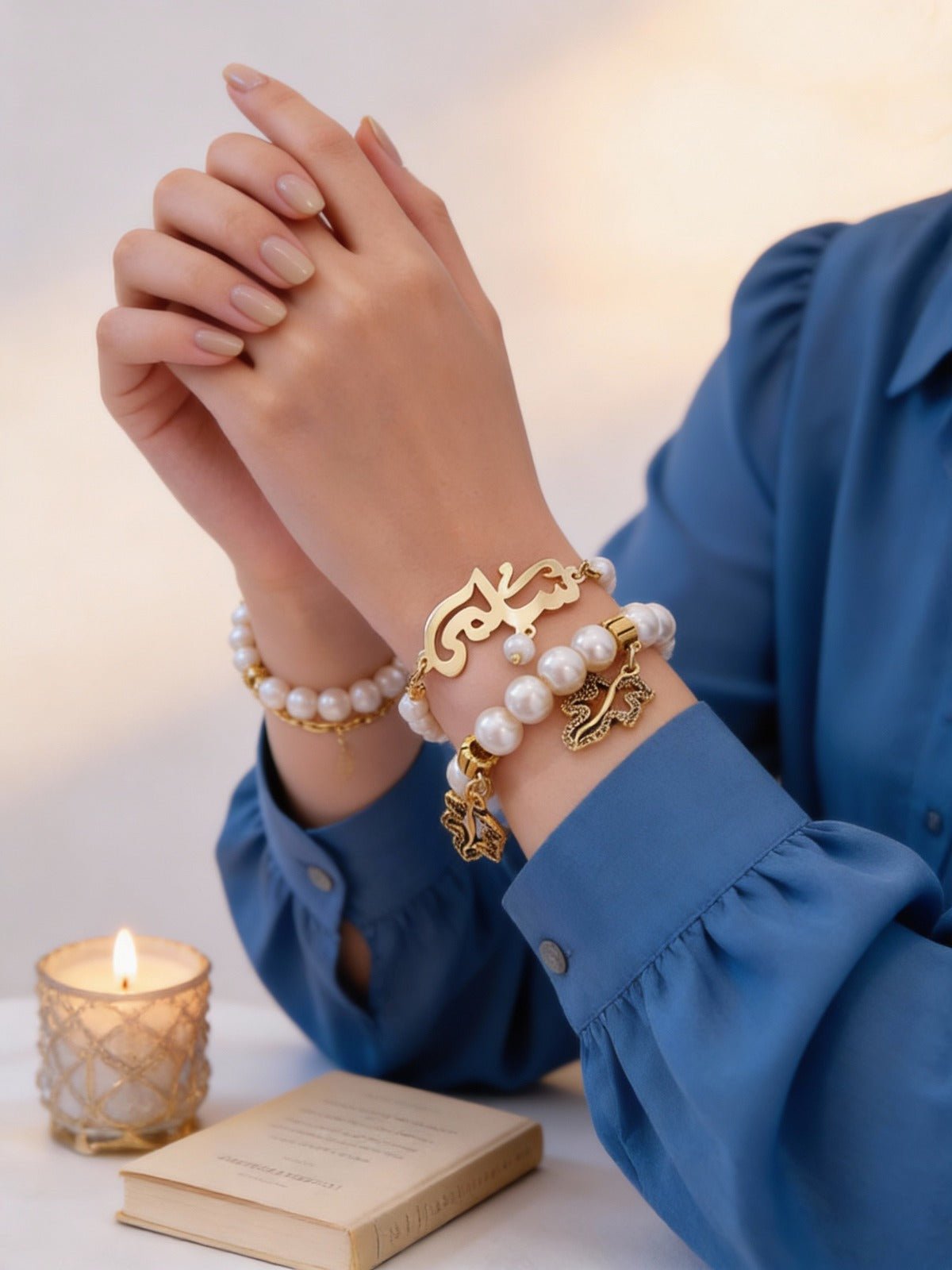 Customized Name with Pearl Bracelet - Gold Plated