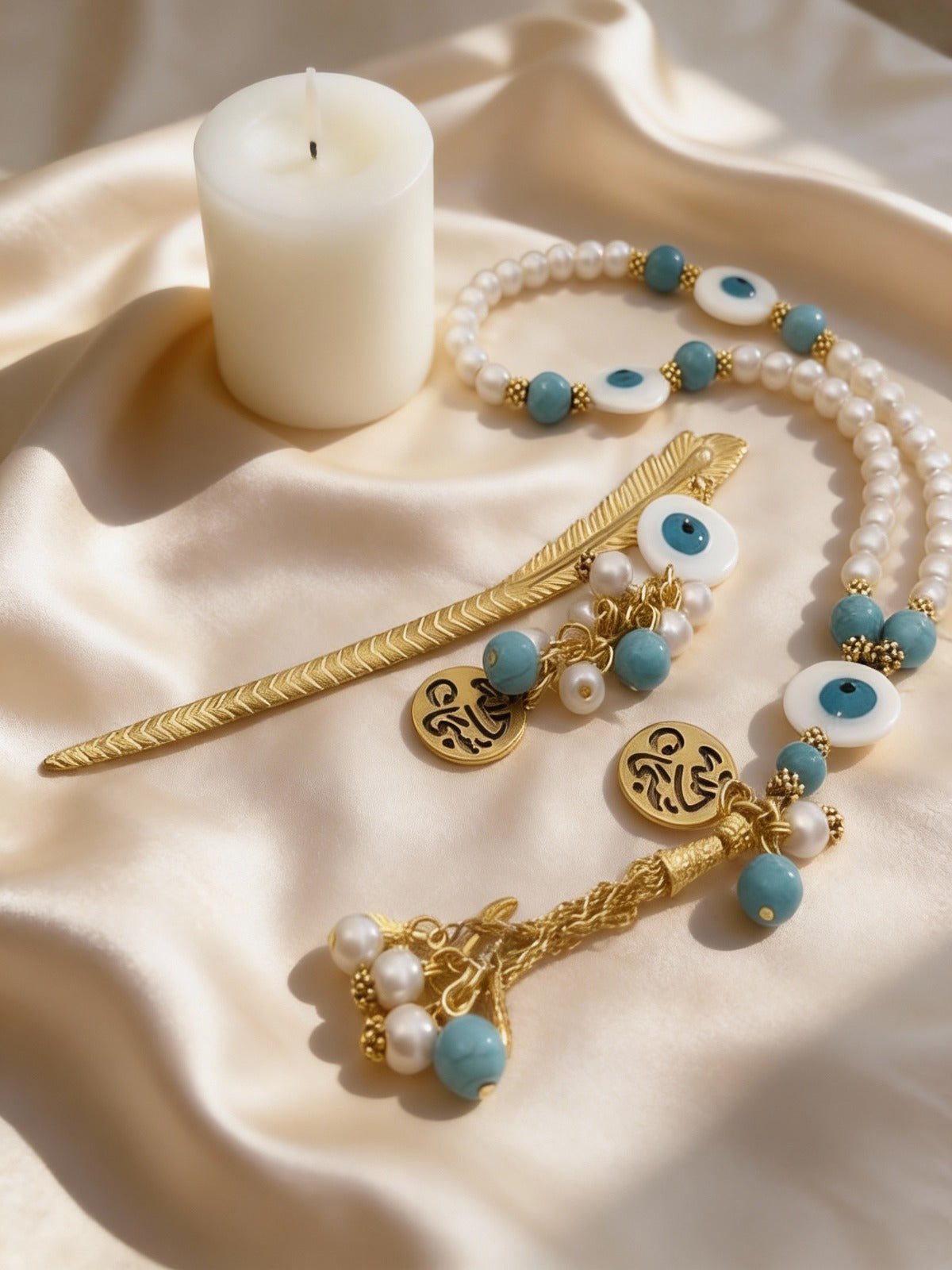 Hayam Turquoise & Pearl Rosary Set