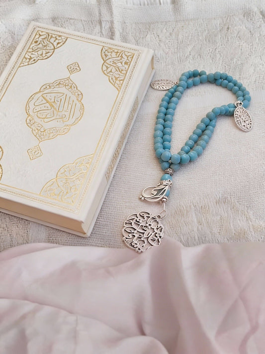 "Yaqiin" Turquoise Rosary - Silver Plated