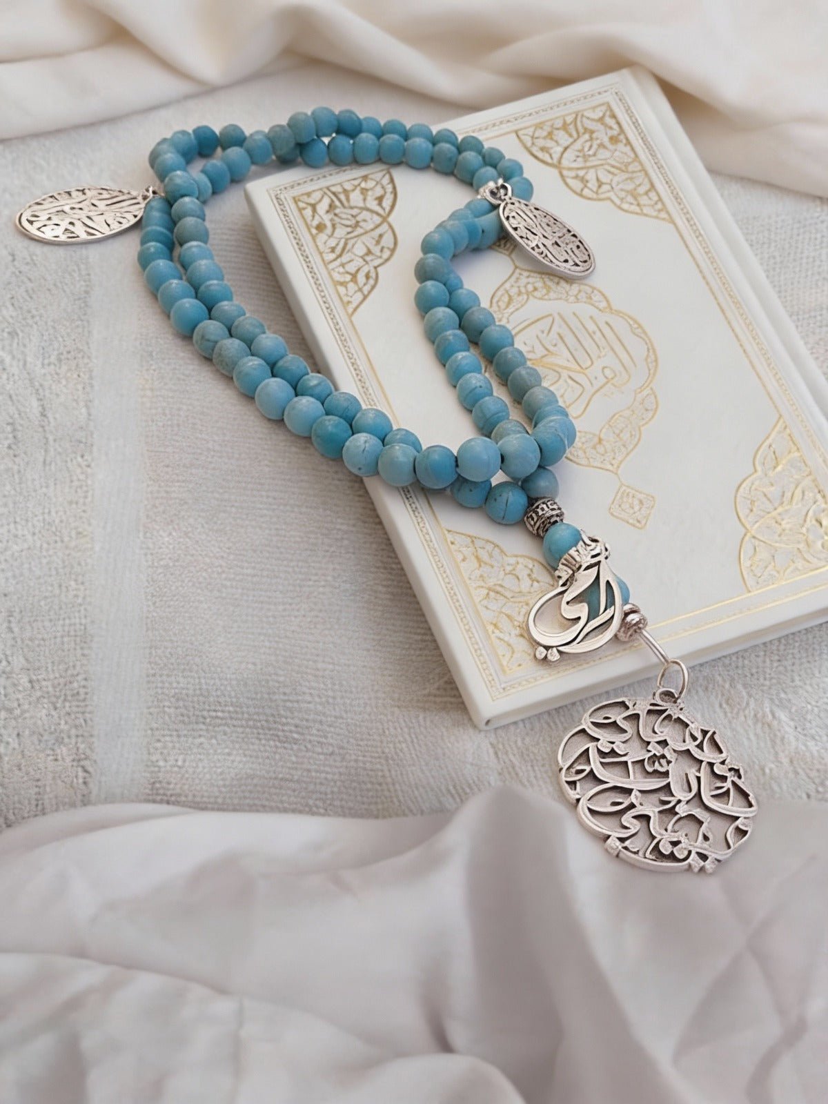 "Yaqiin" Turquoise Rosary - Silver Plated