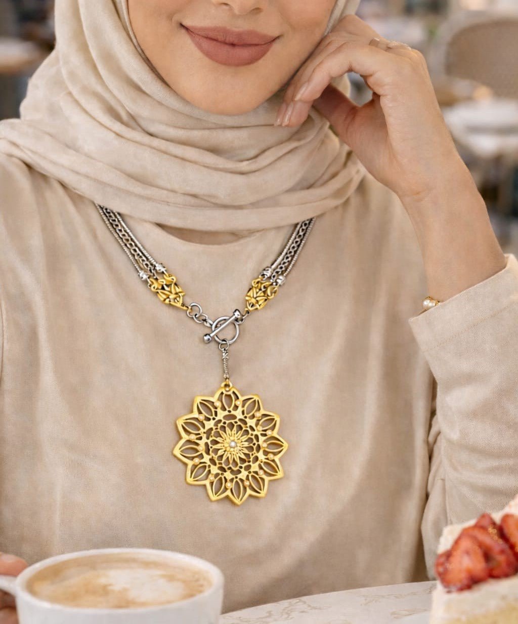 Asmar Necklace - Silver & Gold Plated