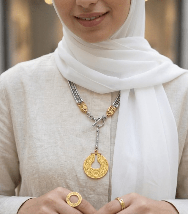 Antique Glow Necklace - Silver & Gold Plated