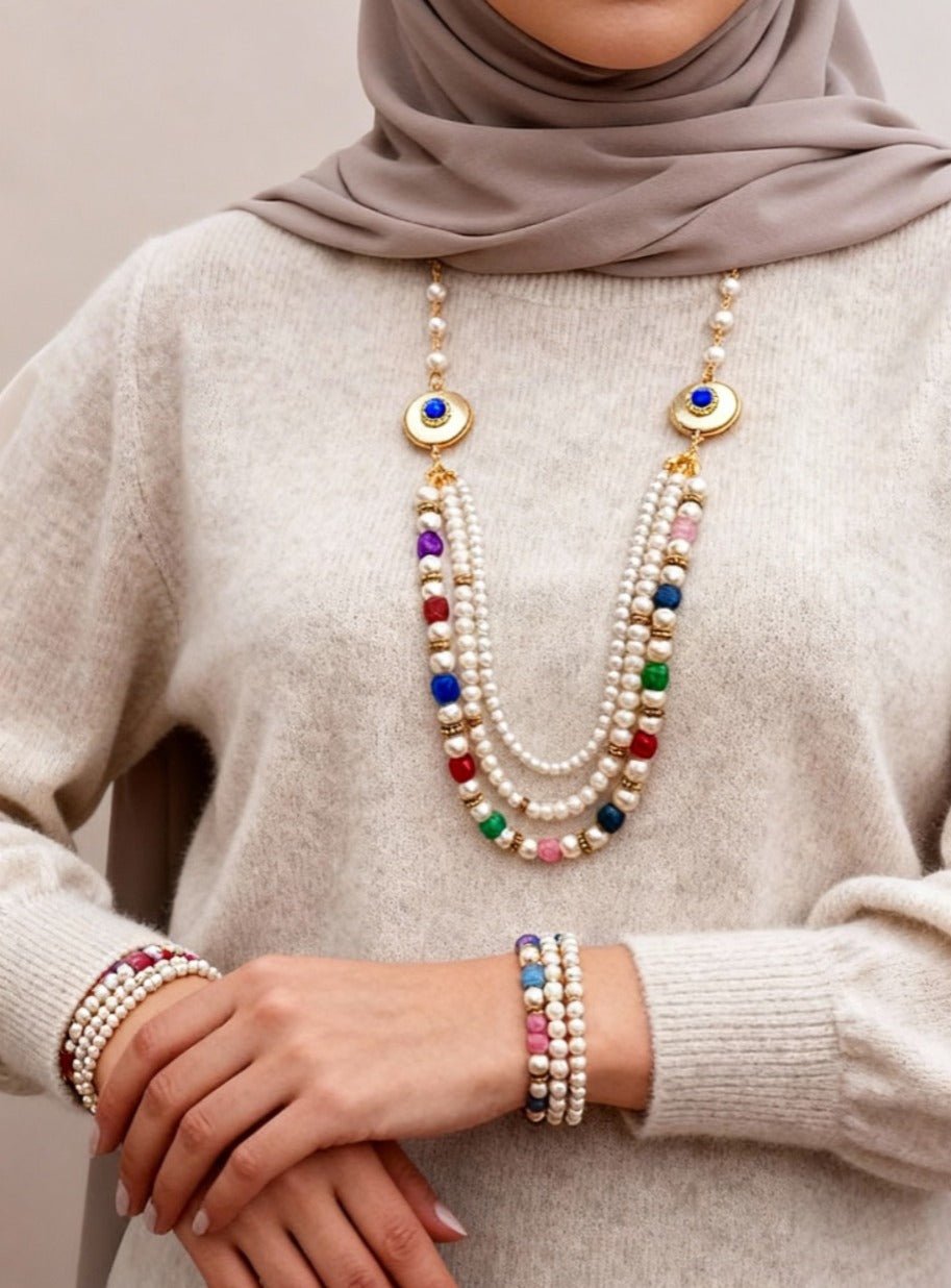 Colorful Pearl Set - Gold Plated