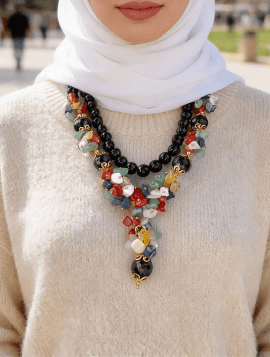 Black Colorful Necklace - Onyx Stones