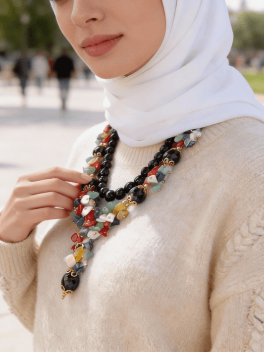 Black Colorful Necklace - Onyx Stones