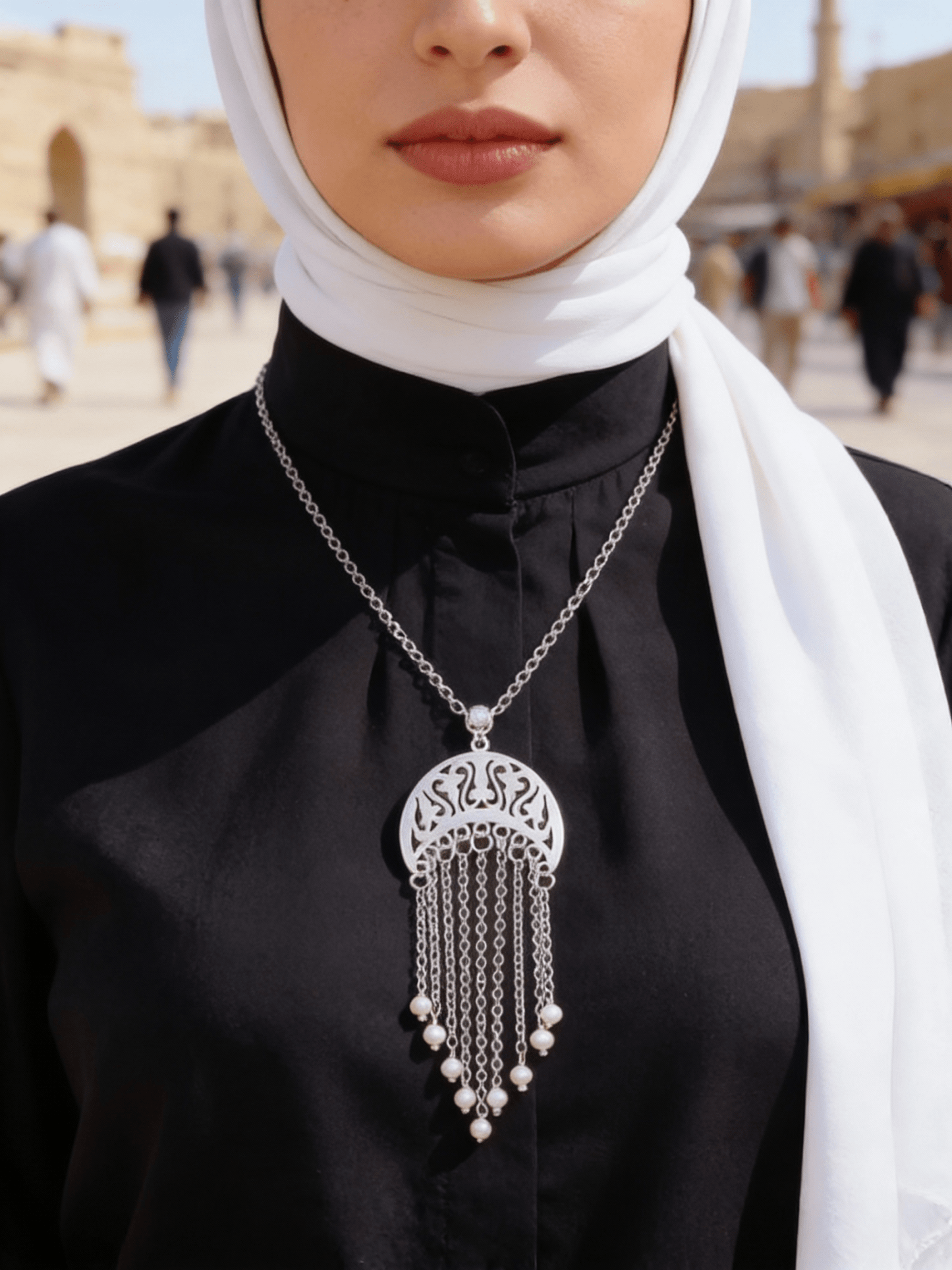 Crescent Necklace - Silver Plated