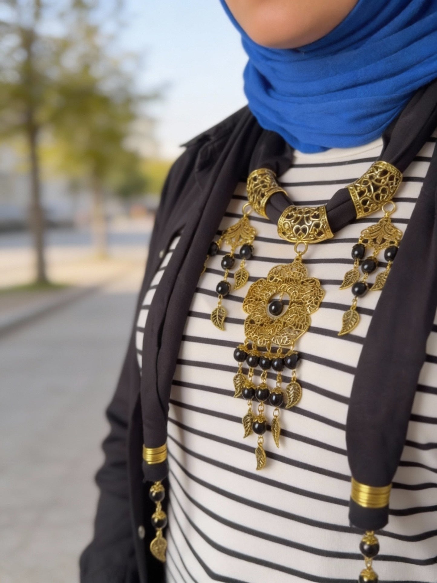 Flower Necklace Scarf - Cotton
