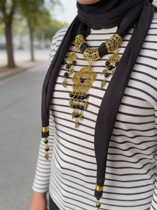 Flower Necklace Scarf - Cotton