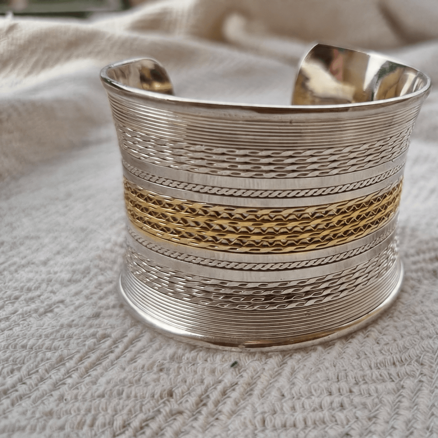 Gold and Silver Plated Nubian Bangle