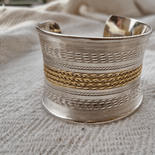 Gold and Silver Plated Nubian Bangle