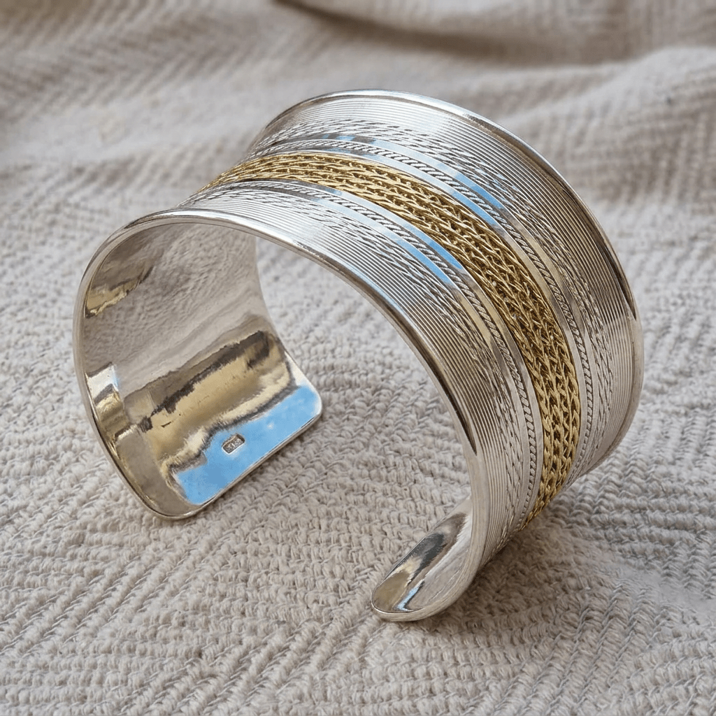 Gold and Silver Plated Nubian Bangle