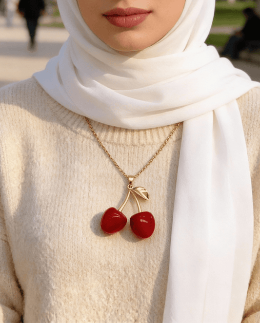 Red Berry Necklace - Stainless Gold Plated