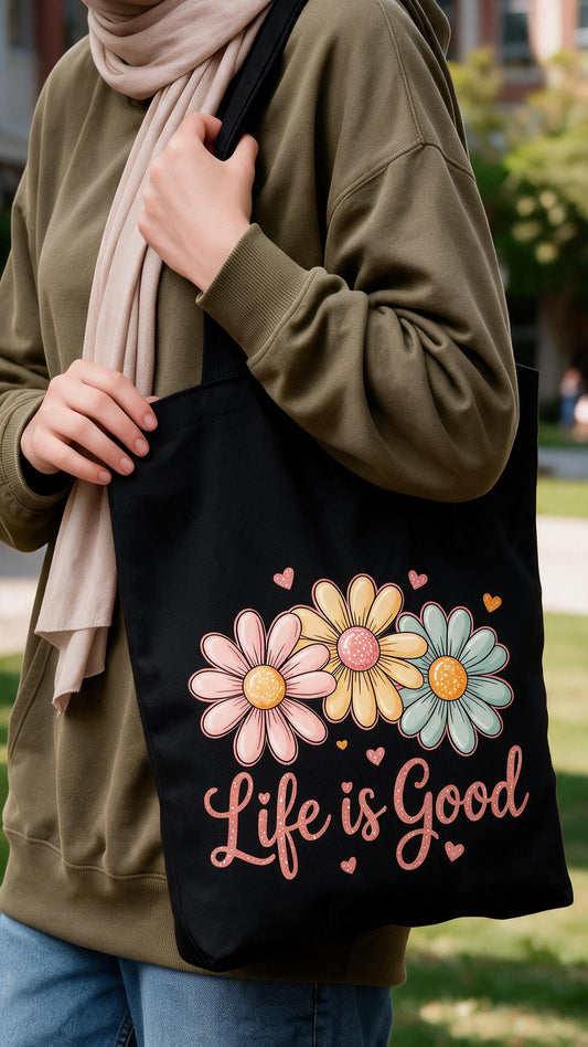 Life Is Good Tote Bag - Linen