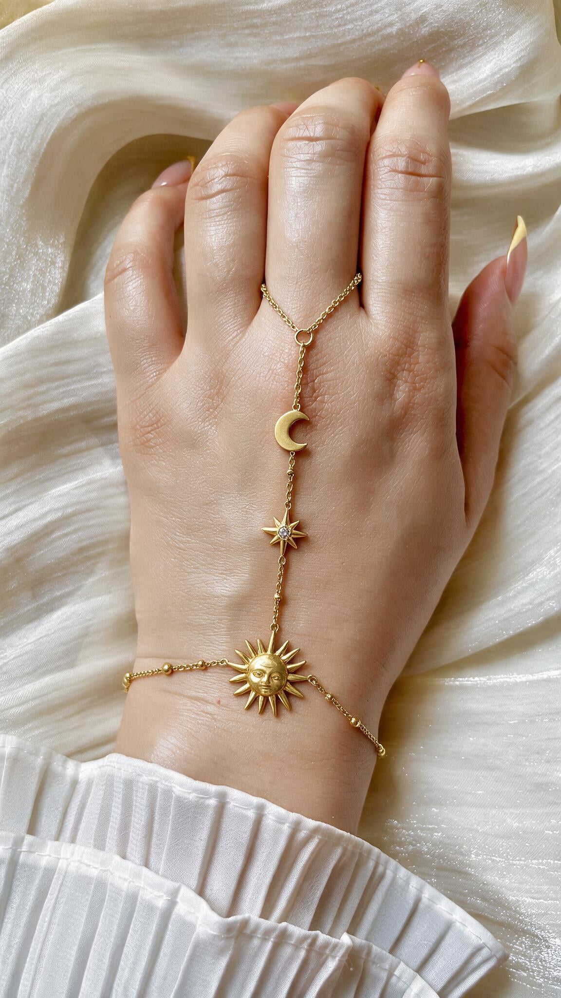 Sun Hand Chain - Stainless Steel