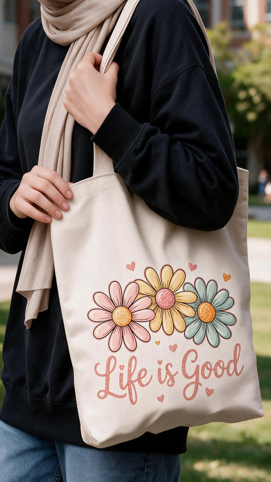 Life Is Good Tote Bag - Linen