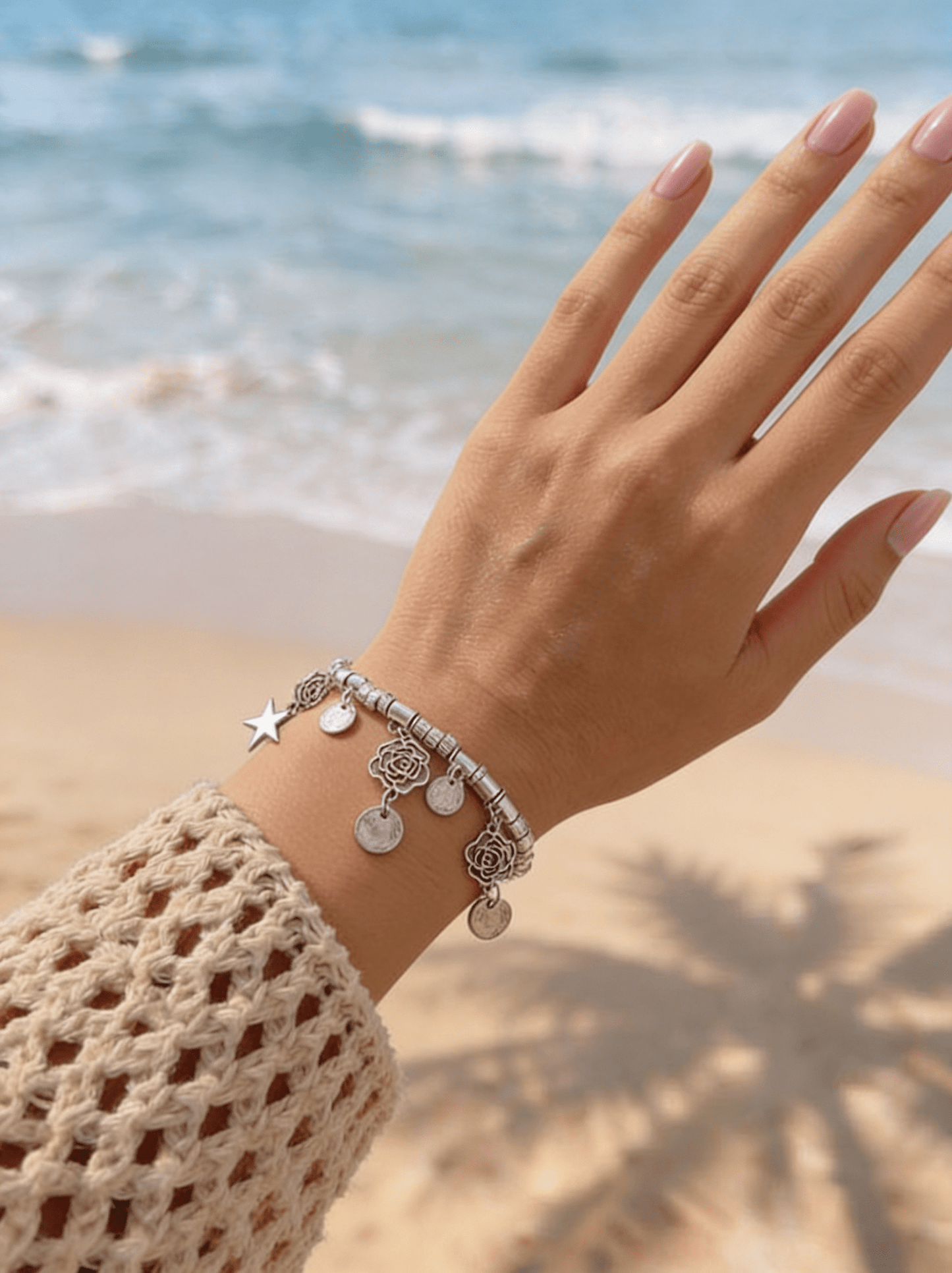 Roses Bracelet - Silver Metal