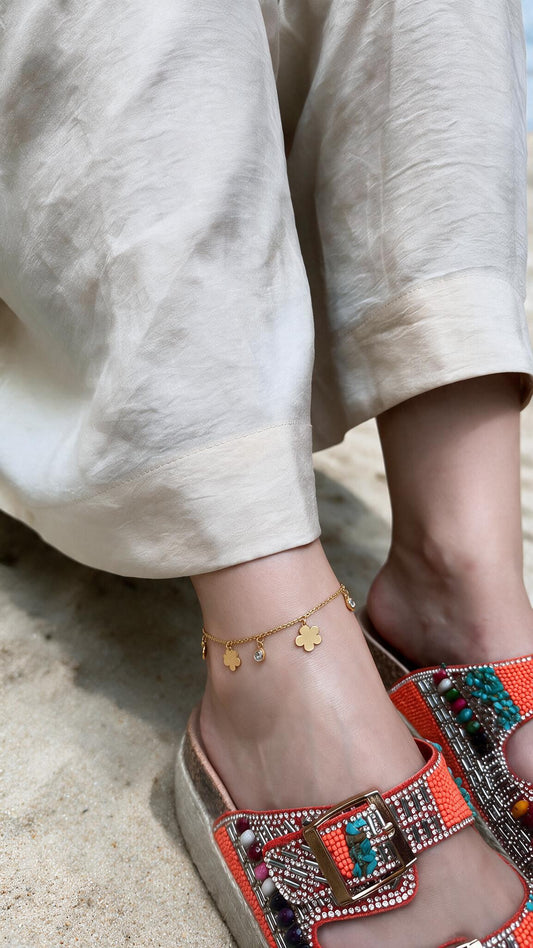 Flower Anklet - Stainless Steel