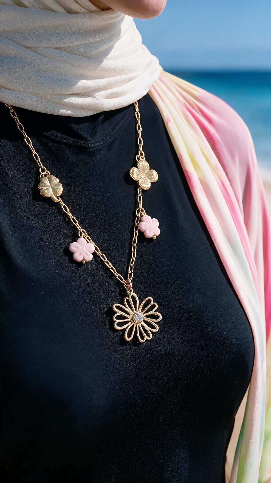 Flower Necklace - Stainless Steel