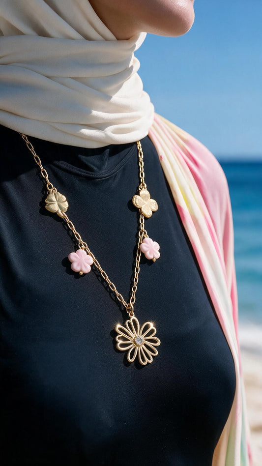 Flower Necklace - Stainless Steel
