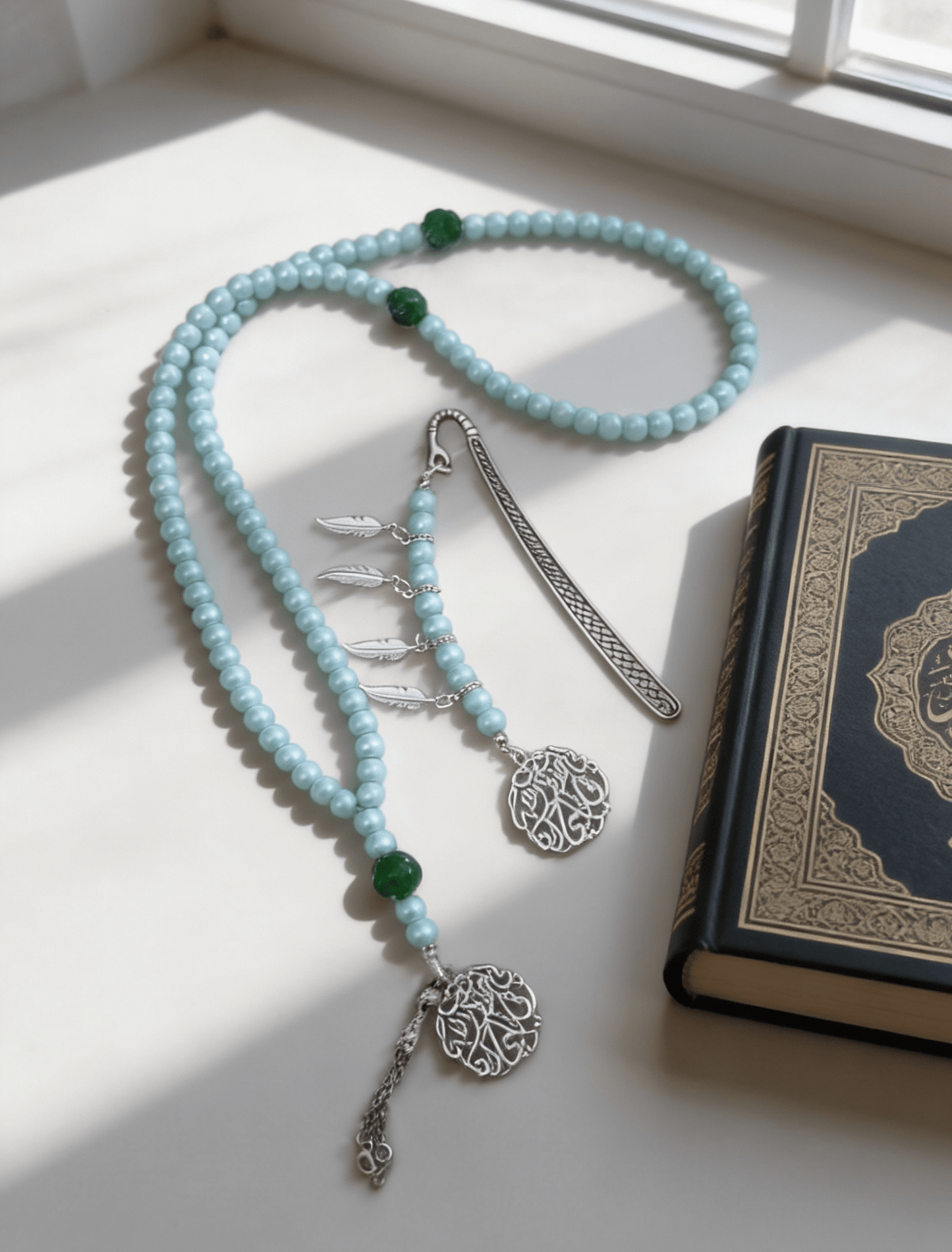 Baby Blue Rosary with Book Separator - Fairouz Stones