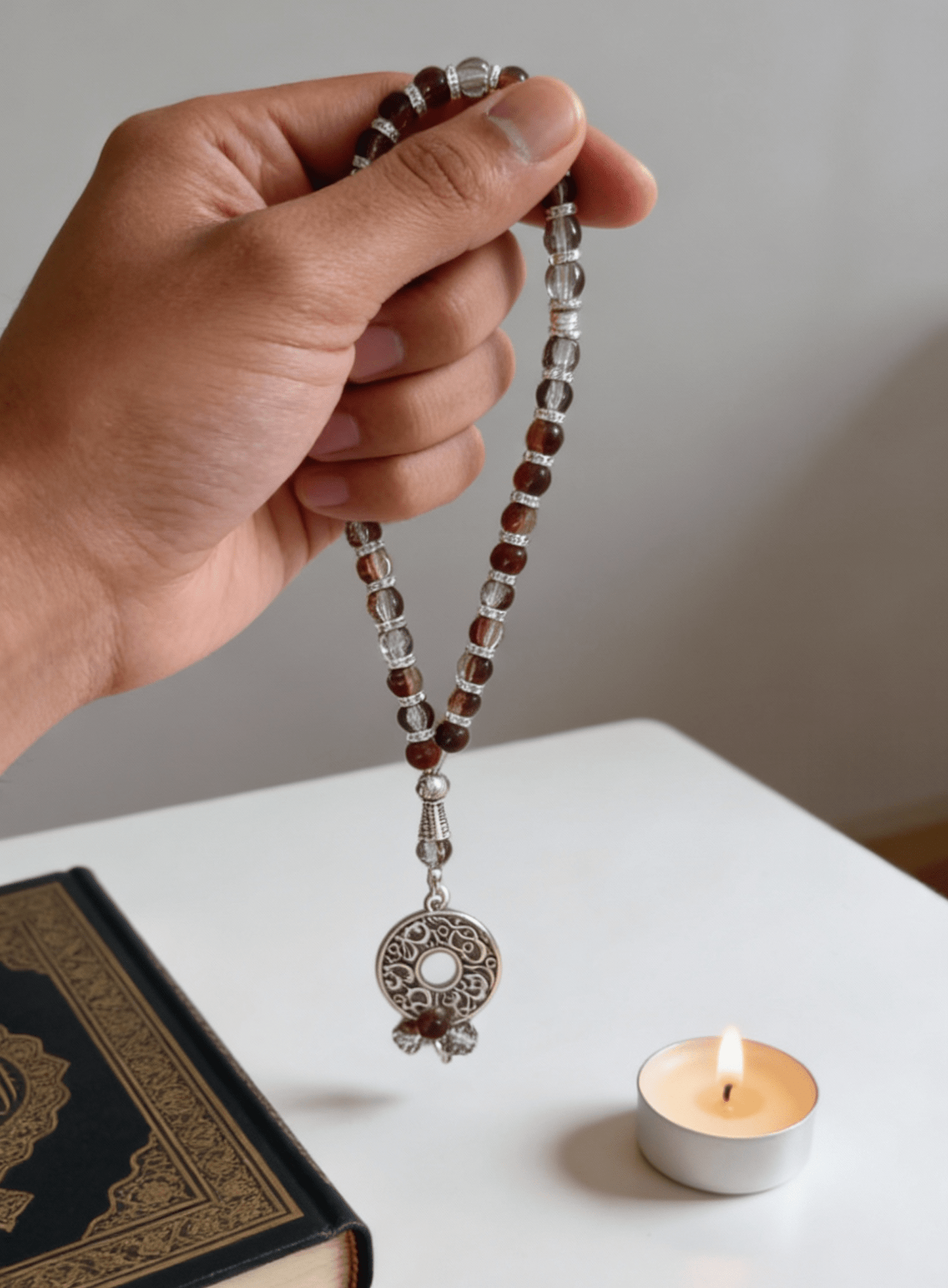 Grey & Brown Rosary - Agate Stones